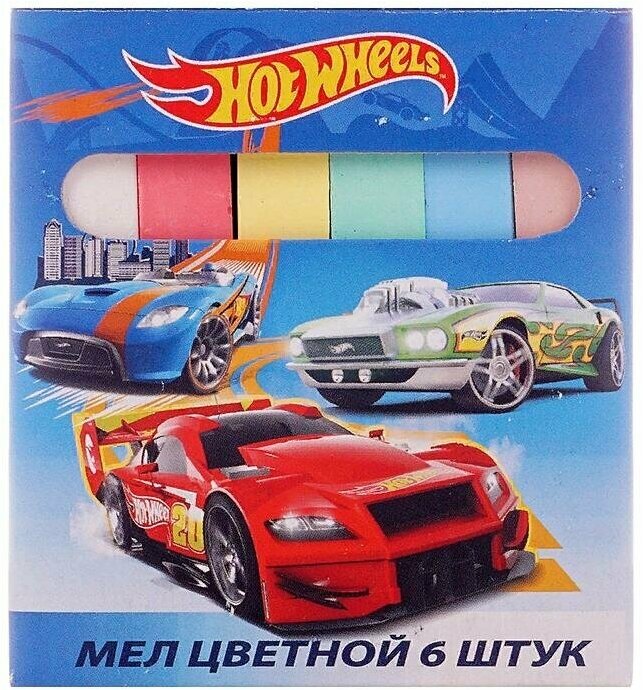 Мел цветной Hot Wheels, 6 шт в упаковке Centrum 89102