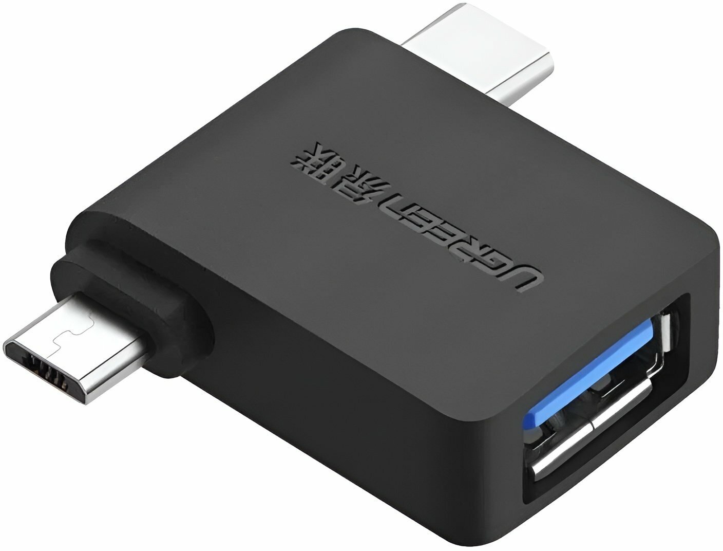 Переходник/адаптер UGreen 2 in 1 USB - microUSB/USB Type-C (30453), 0.32 м, черный