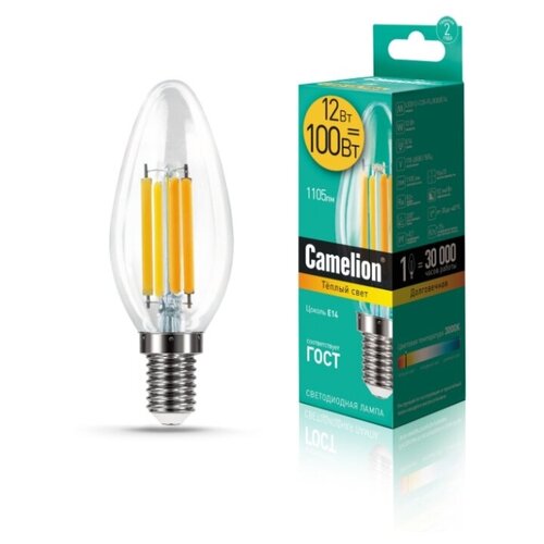 фото Светодиодная лампа camelion led12-c35-fl/830/e14