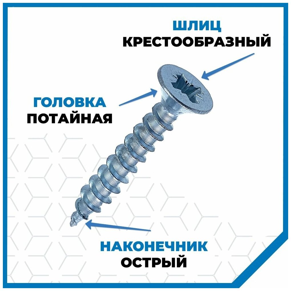 Саморезы Стройметиз универсальные 5х70, сталь, покрытие - цинк, 6 шт. - фотография № 3