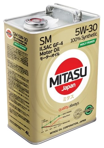 Масло моторное MITASU MOLY-TRIMER 5W30 SM 100% Synthetic 4л.