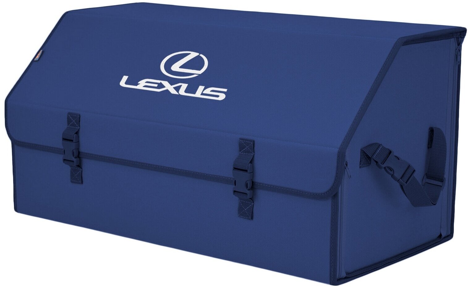 Органайзер-саквояж в багажник "Союз" (размер XL Plus). Цвет: синий с вышивкой Lexus (Лексус).