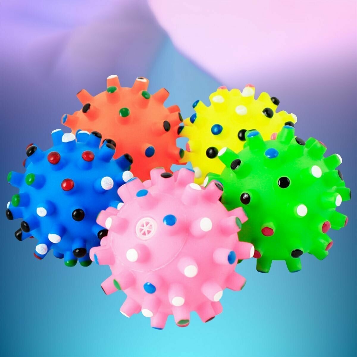 Интерактивная игрушка мяч-мина с шипами (бактерия) для собак зеленая