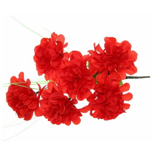 Цветы искусственные 30см букет Хризантемы 6 цветков красные Ultramarine