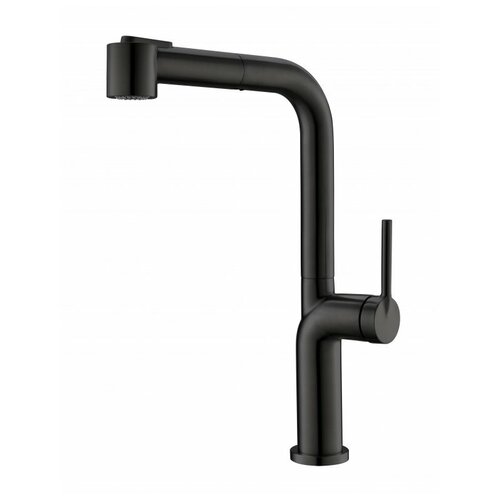 Смеситель для кухни BelBagno BB-LAM60-NERO высокий, поворотный, выдвижной излив, черный матовый смеситель для кухни belbagno bb lam60 nero