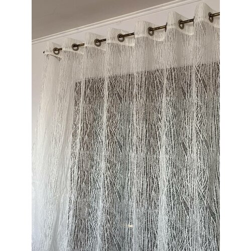 Тюль Веточки цвет кремовый на люверсах высота 240 ширина 400