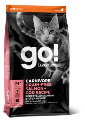 GO! Беззерновой для Котят и Кошек с Лососем и Треской (GO! CARNIVORE GF Salmon + Cod Recipe for Cats) 4216 7,26 кг 34872 (1 шт)