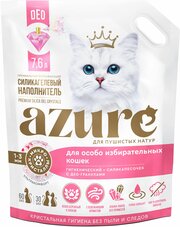 Наполнитель Azure для кошачьего туалета силикагелевый, впитывающий, кристаллический, для избирательных кошек, гигиенический, с део-гранулами 7,6 л.
