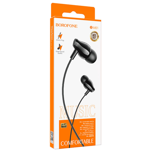 Наушники с микрофоном BOROFONE BM61 black i7s tws wireless earphones bluetooth 5 0 earphones leisure earbuds headset with mic for smart phone xiaomi samsung huawei lg