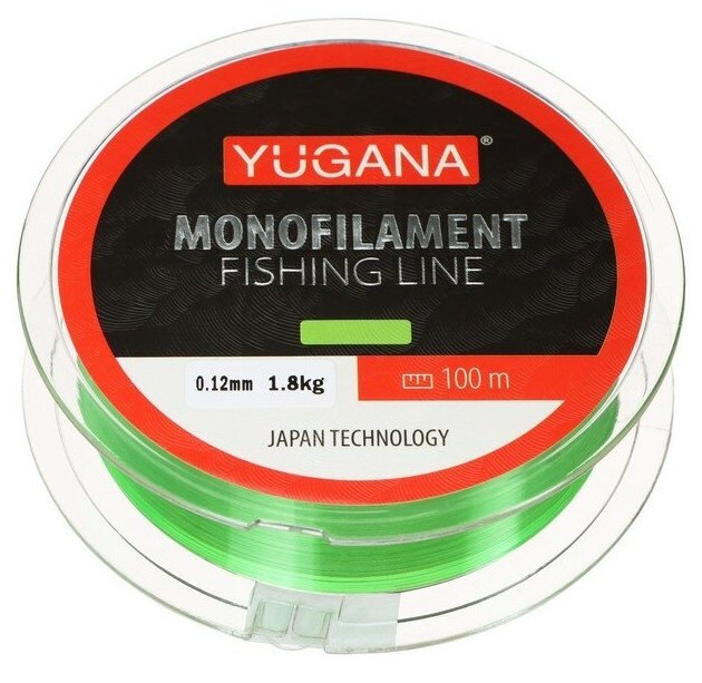 Леска монофильная YUGANA, Monolite green, 0.12 mm, 100 m 7702105