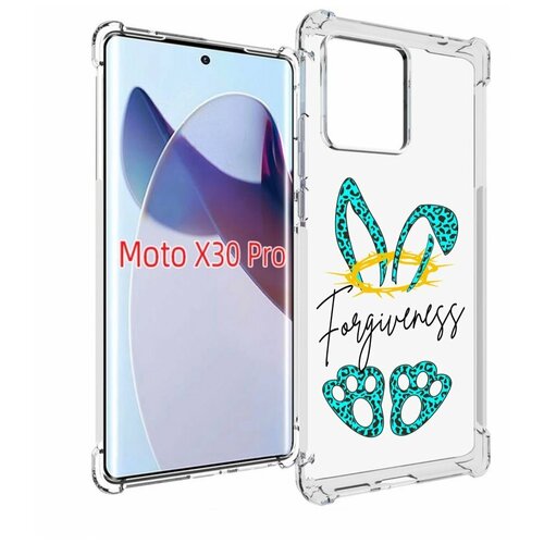 Чехол MyPads бирюзовое лапки и ушки женский для Motorola Moto X30 Pro задняя-панель-накладка-бампер