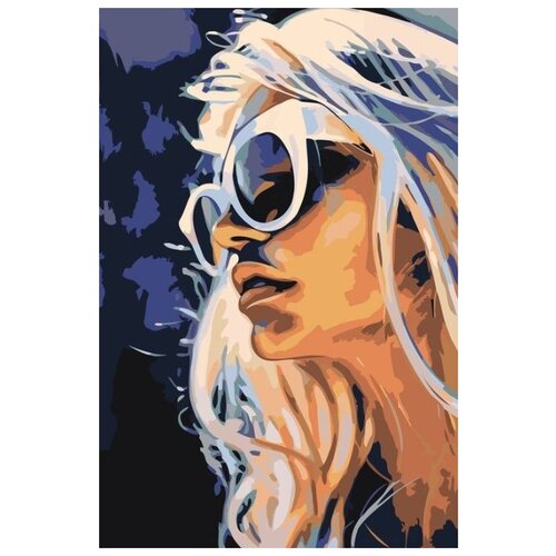 картина по номерам девушка в очках 40x40 см Картина по номерам Девушка блондинка в очках, 40x60 см