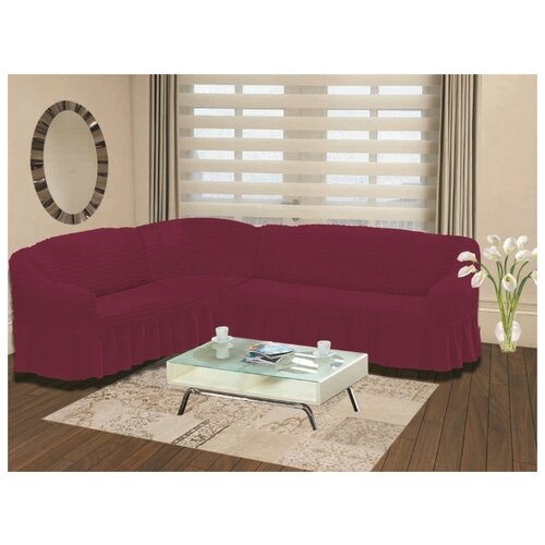 фото Чехол на угловой правосторон. диван bulsan лиловый karna (лиловый), чехол на диван