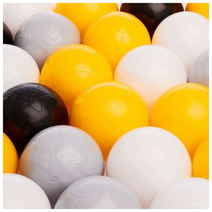 Набор шаров 150 шт, цвета: жёлтый, серый, белый, чёрный, прозрачный - фотография № 2