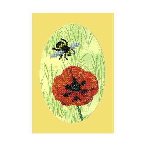 Набор для вышивания бисером Пчелка и мак, 10х15 см, арт. 106ОТ