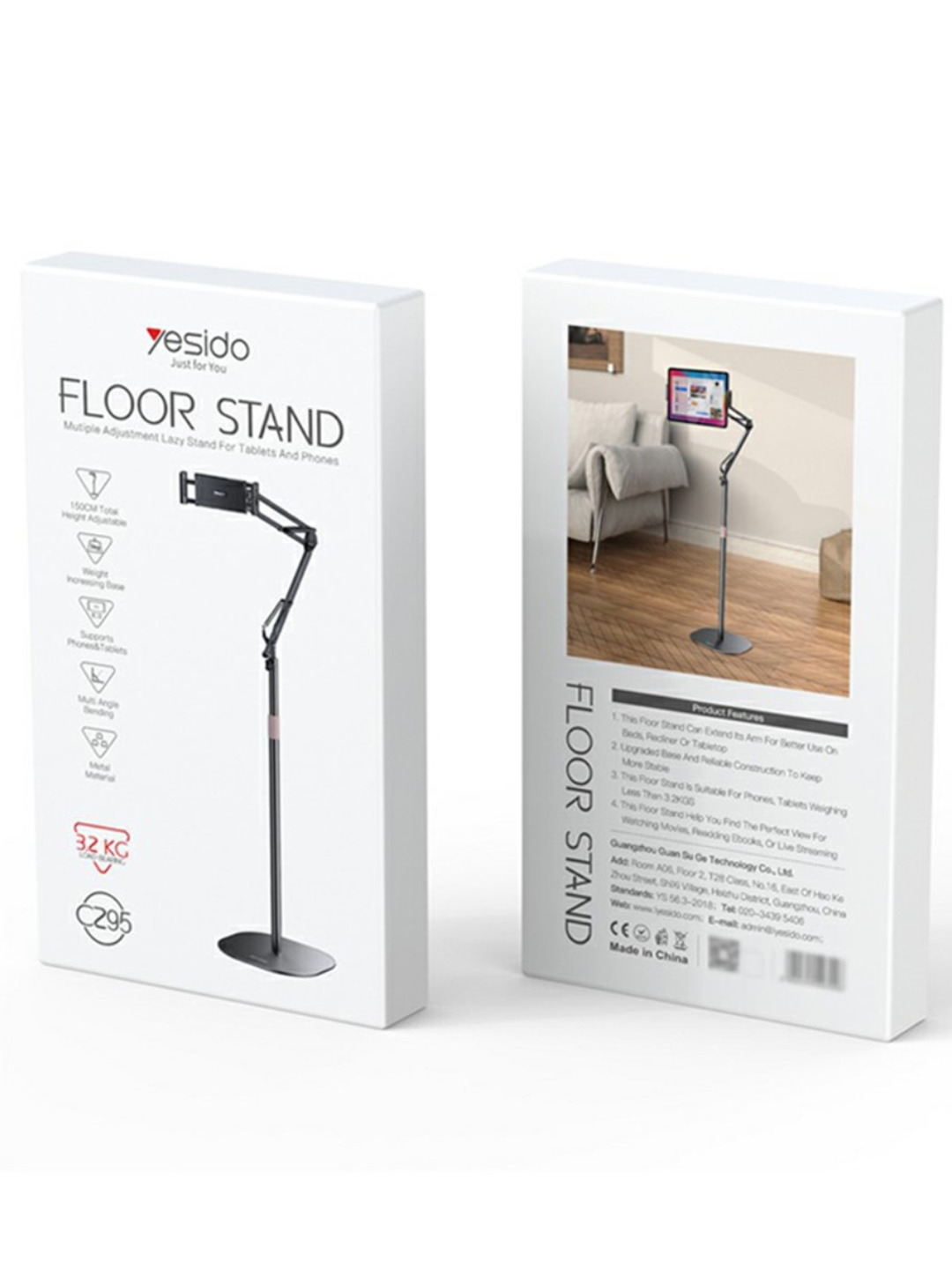 Напольный держатель для телефона "YESIDO C295", складной, на 360°, для iPhone и Android