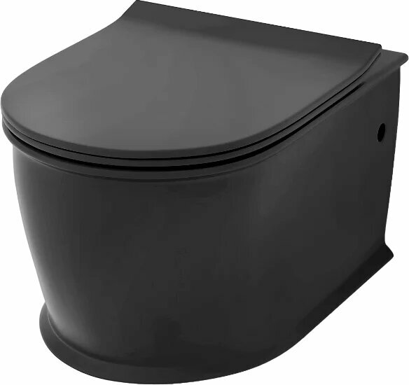 Унитаз подвесной Grossman Retro GR-4482BMS с микролифтом безободковый овальный черный без бачка фаянсовый антивсплеск