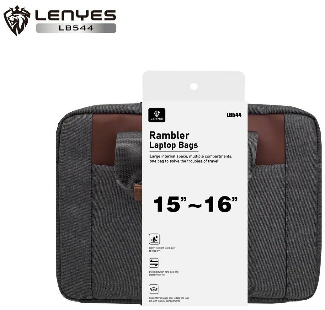 Рюкзак для ноутбука LENYES LB544 15-16 дюймов чехол для лэптопа с ручкой и усиленной защиты, оригинал