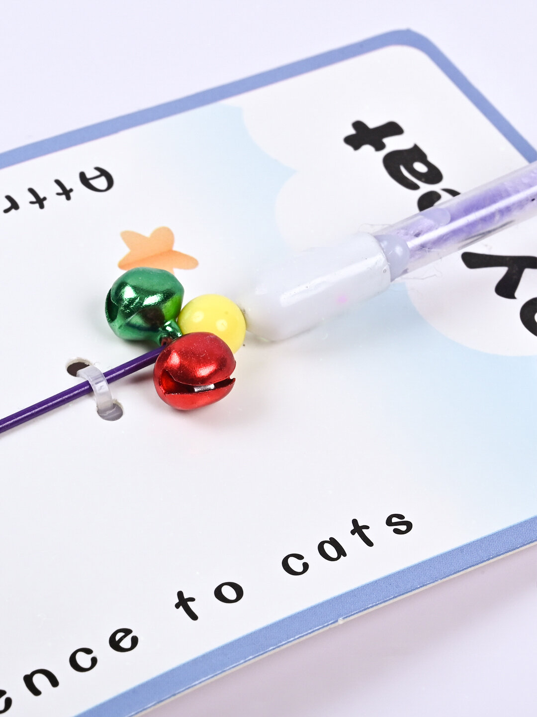 Удочка-дразнилка, для кошек, пластик/металл/ткань, с колокольчиком — фото 1