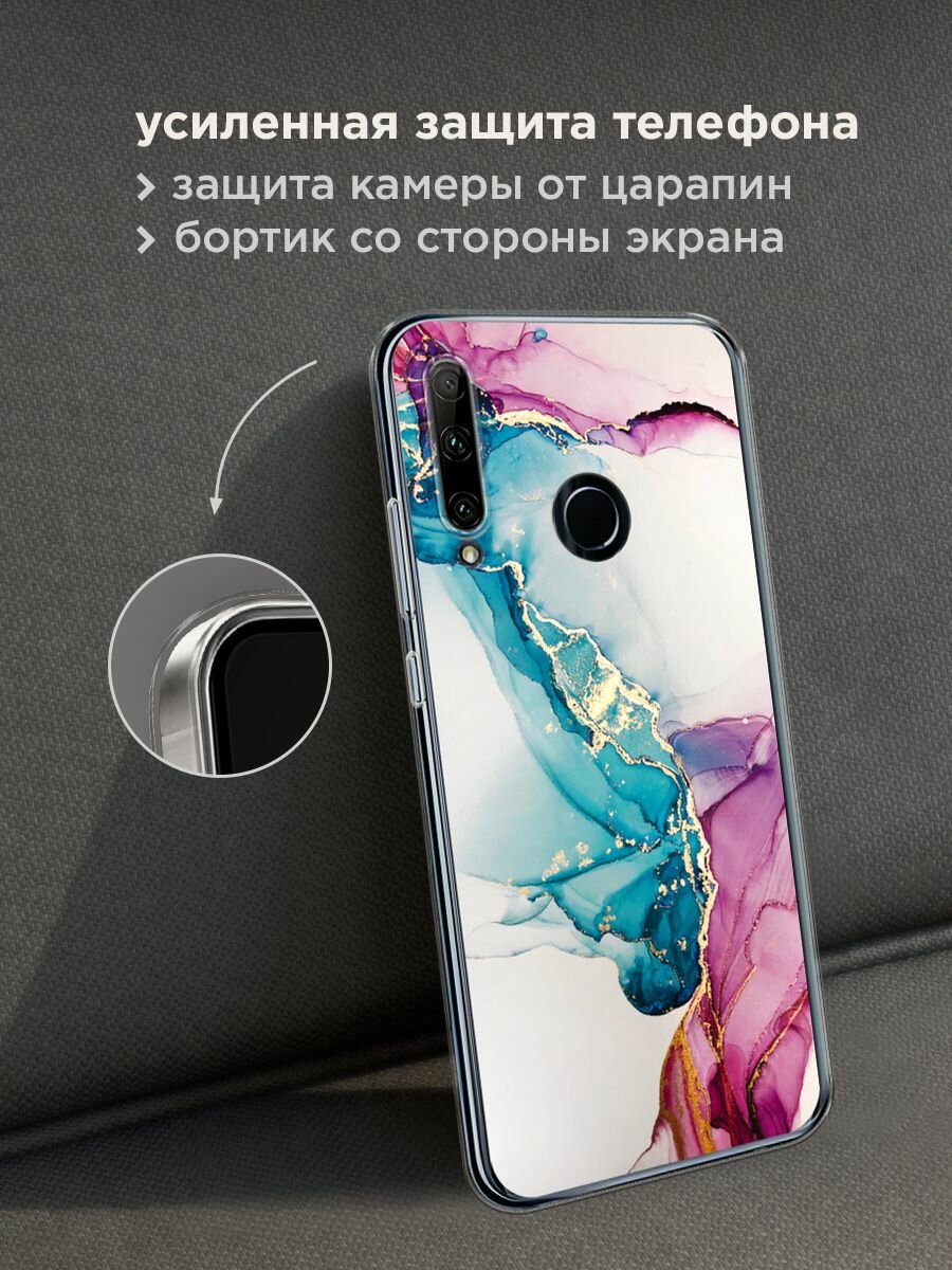 Чехол на Honor 10i/20 Lite 2019/20e/Huawei P Smart Plus 2019 / Хонор 10i с принтом "Розовые разводы рисунок" — фото 1
