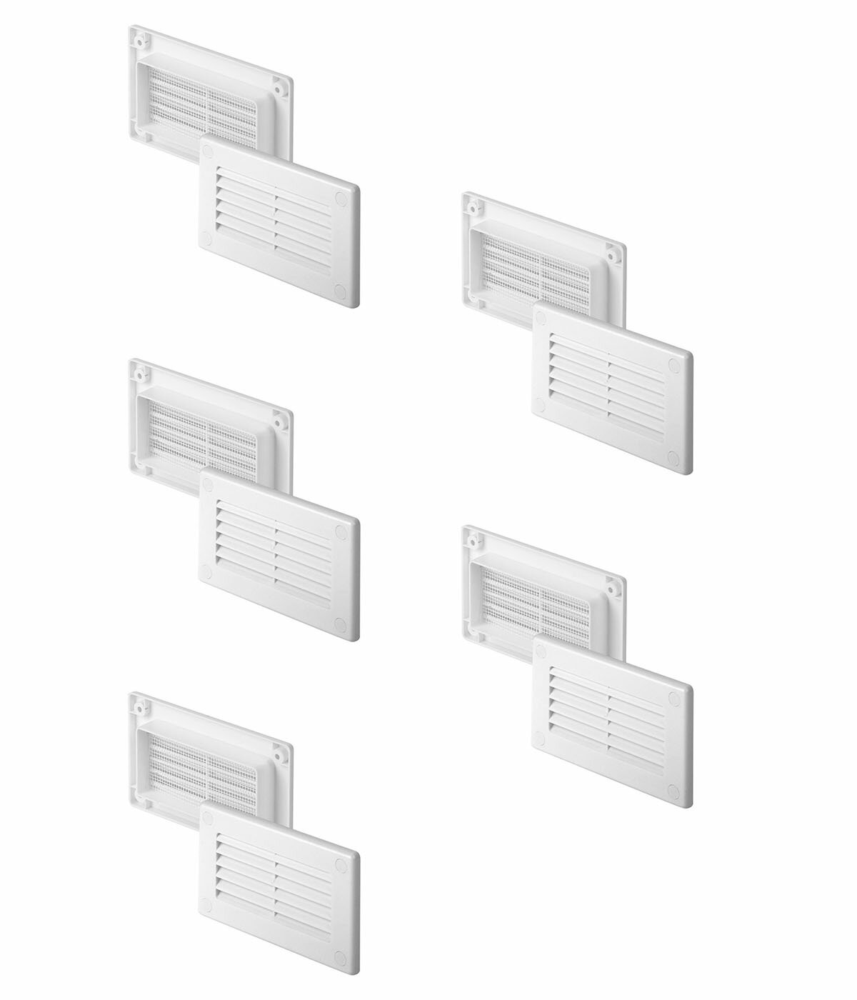 Решетка вентиляционная накладная пластиковая для плоских воздуховодов 55х110 мм (5 шт.)