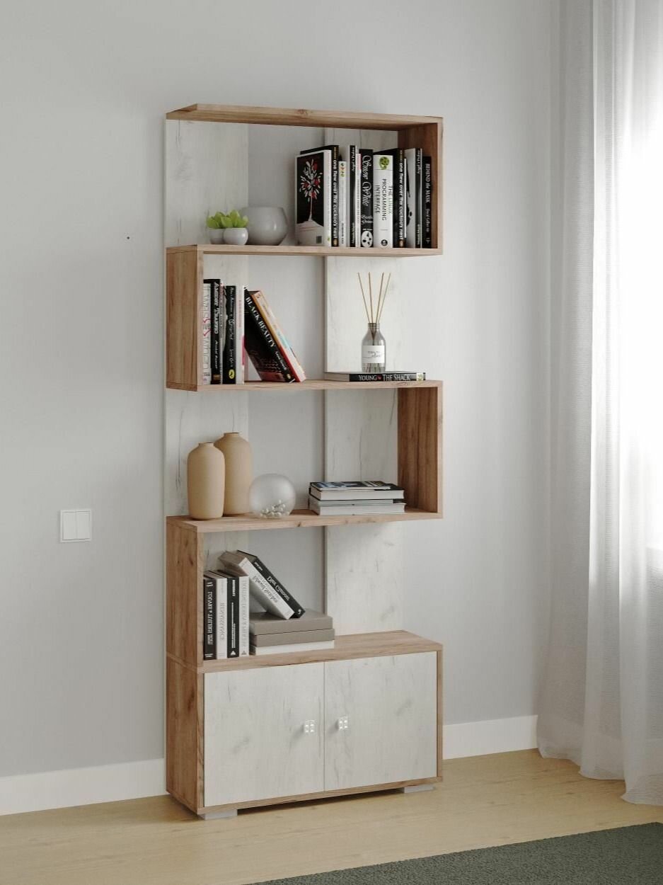 ARNIKA Стеллаж Ромео-2, Дуб крафт табачный, дуб крафт белый