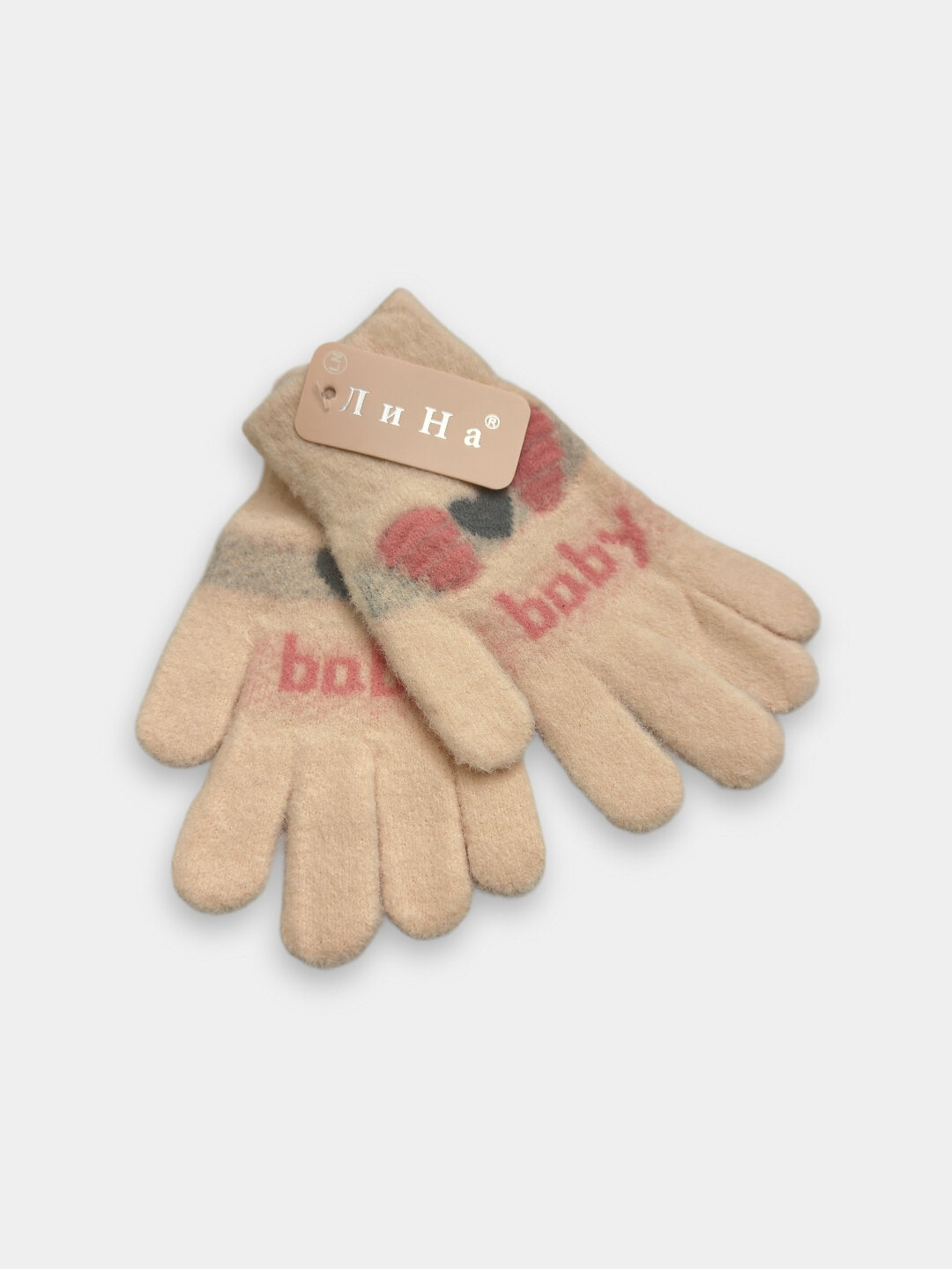 Перчатки  baby для детей, размер 3, пудровый — фото 1