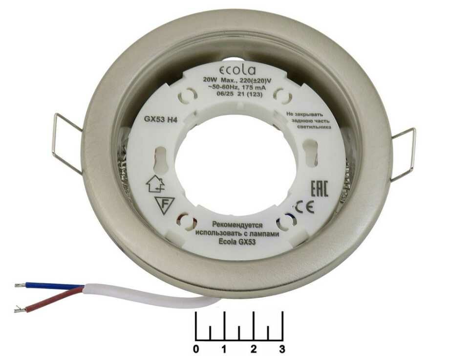 Светильник для лампы GX53 встраиваемый H4 Ecola (38*106) черный сатин-хром FS53H4ECB