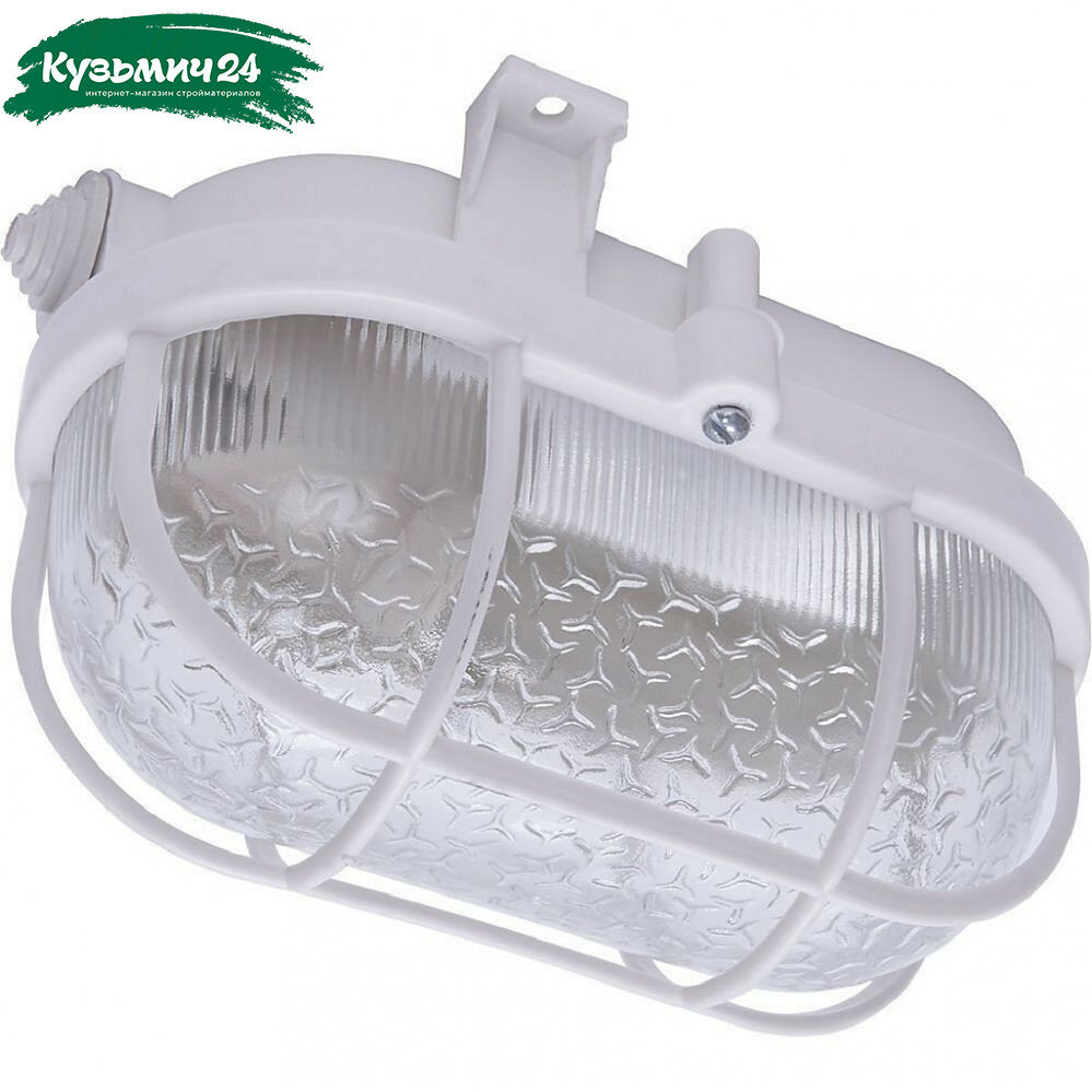 Светильник накладной Feron НБП 01-60-002 с решеткой 41404 60 Вт Е27 IP54 пластик белый