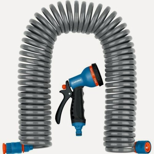 Изображение товара Набор поливочный Grinda шланг спиральный 3/8"x15м, пистолет-распылитель, адаптеры PROLine 428495