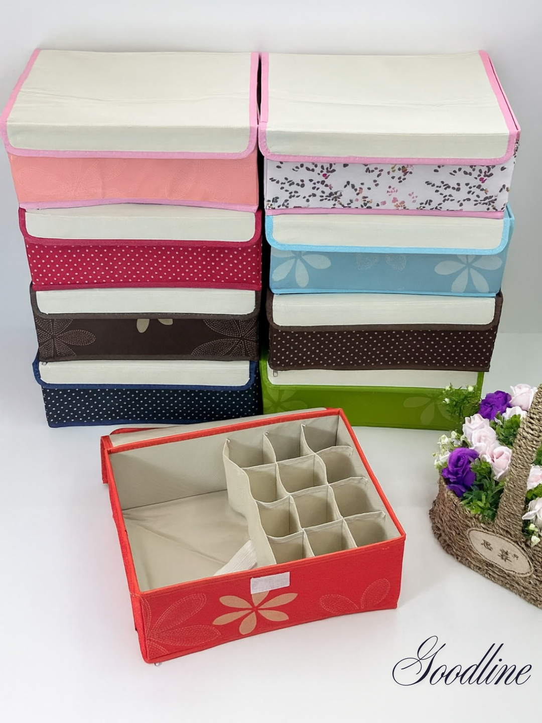 Ящик для хранения нижнего белья "Органайзер для одежды", 13 секций, Оксфордская ткань, голубой