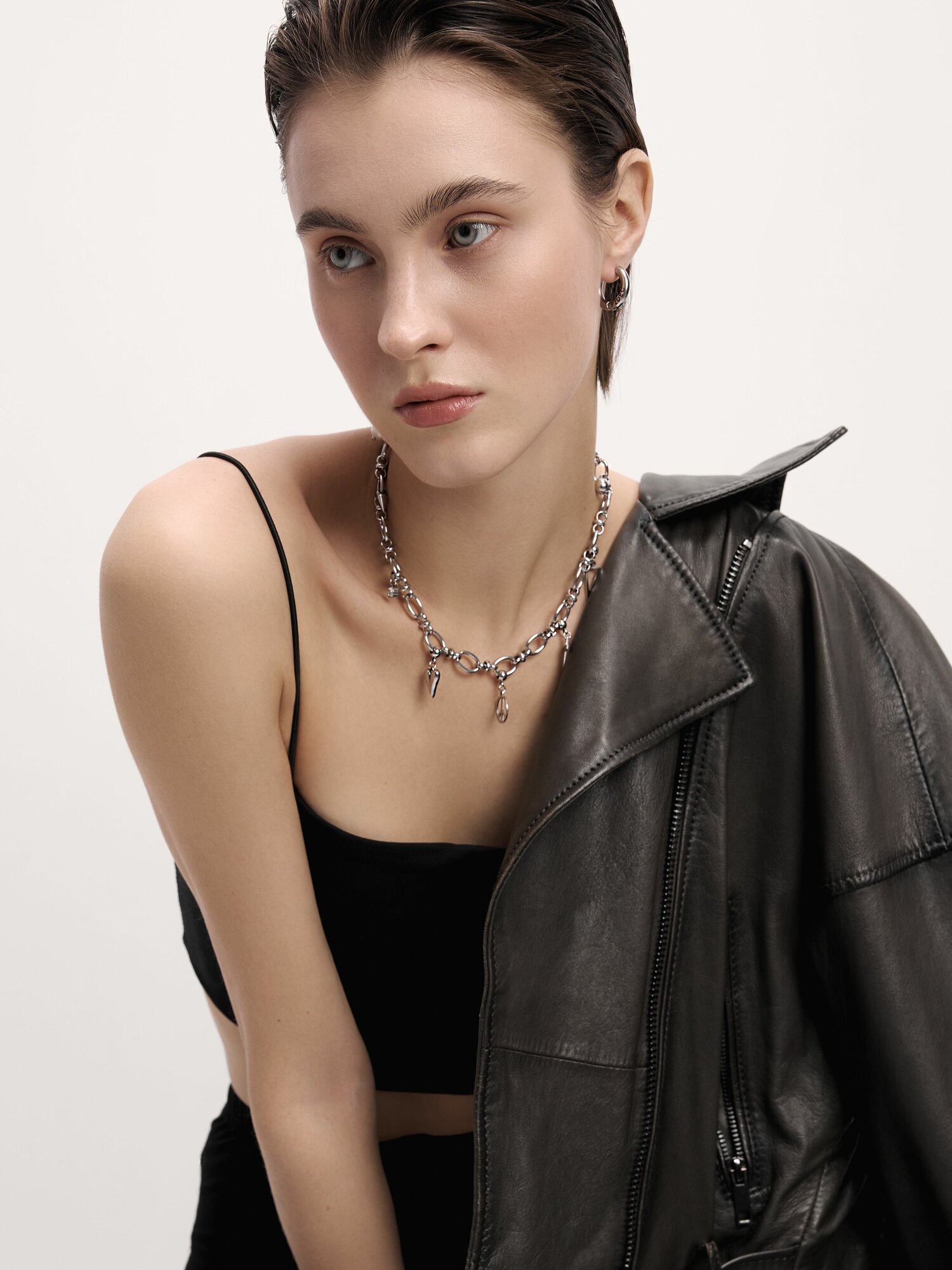 Колье ДУША_BRAND, жемчуг культивированный, длина 40 см, серебристый — фото 1