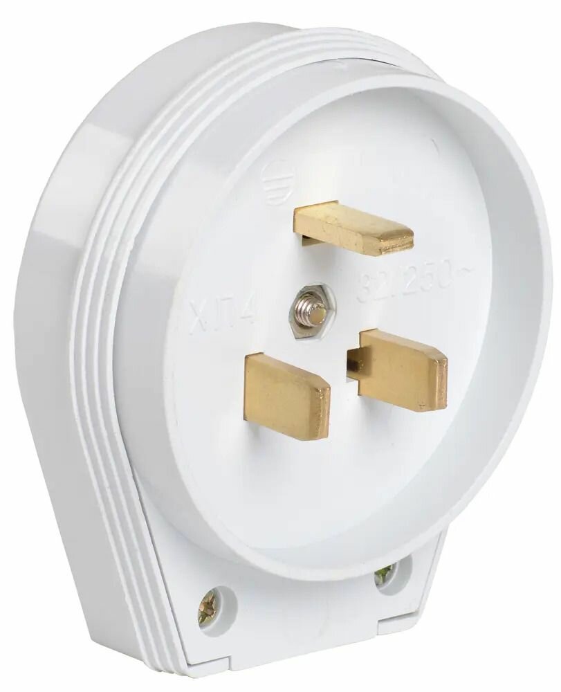 Вилка электрическая IEK кабельная разборная для плиты с заземлением 32А белая