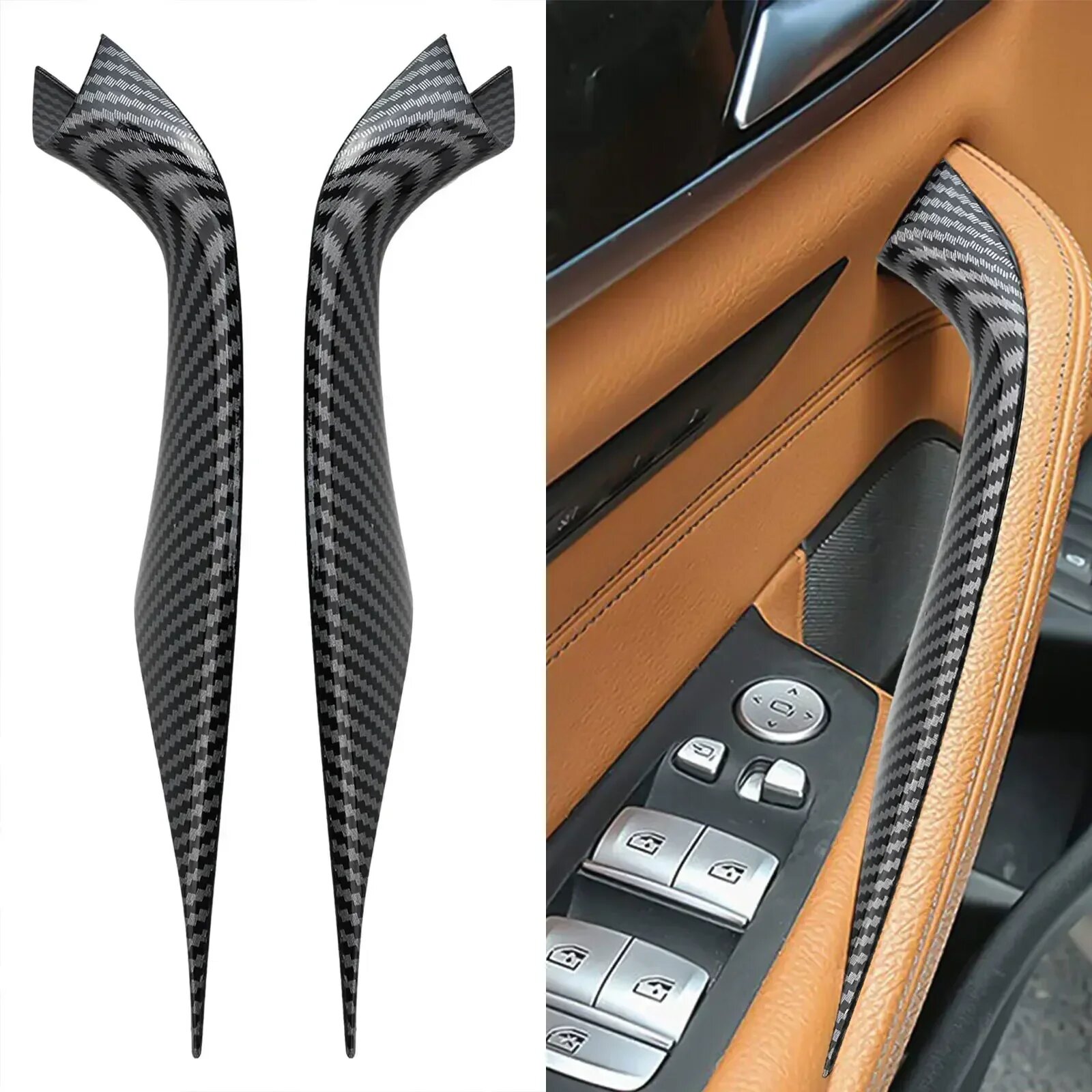 Накладка на дверную ручку BMW G30 G31 G38, карбон, 2 шт.
