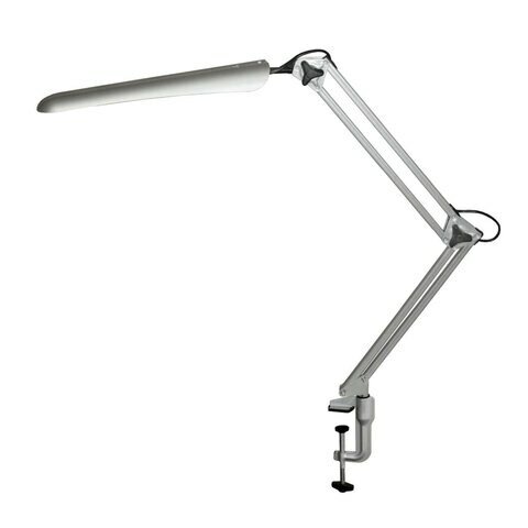 Настольная лампа светильник Гермес на струбцине, светодиодная, 8 Вт, серебро