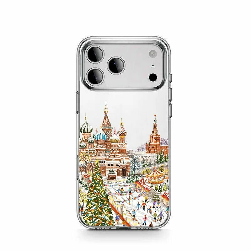 Милый новогодний чехол для телефона со снежным пейзажем для iPhone 15 17 Pro 16 14 13 12 11 Pro Max с рождественским пейзажем, прозрачный мягкий чехол из ТП