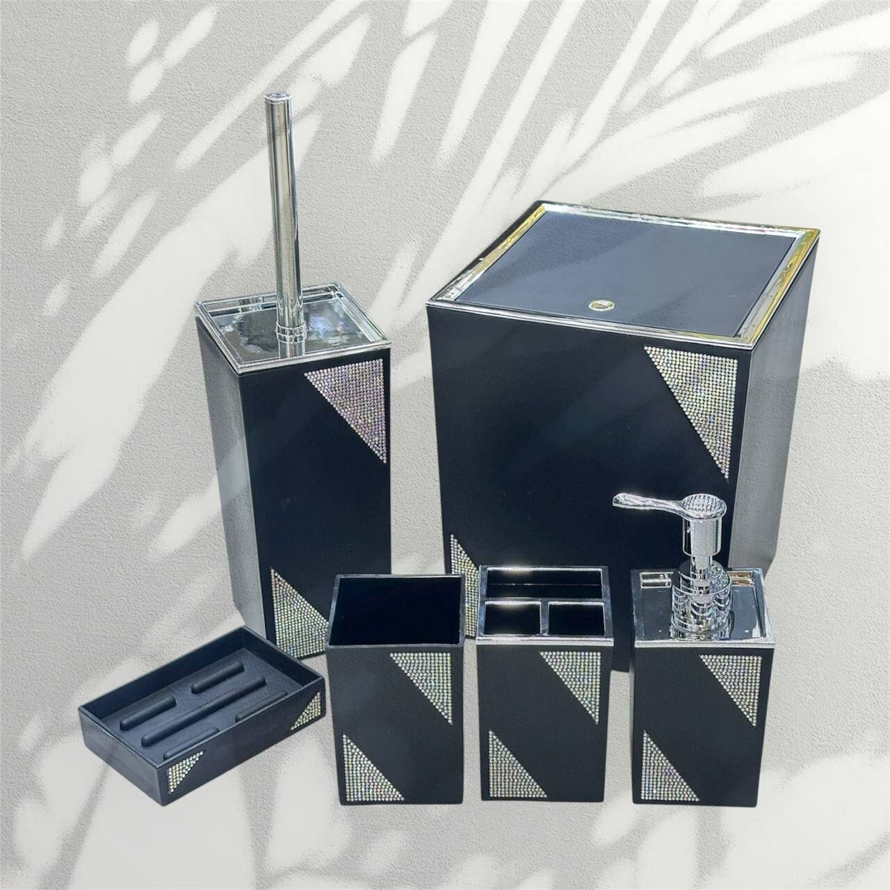 Набор для ванной комнаты, 6 предметов, черного цвета, качественная