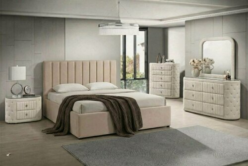 Изображение товара 180х200, двуспальная кровать Асия, с подъемным механизмом, ящиками для хранения белья, бежевый