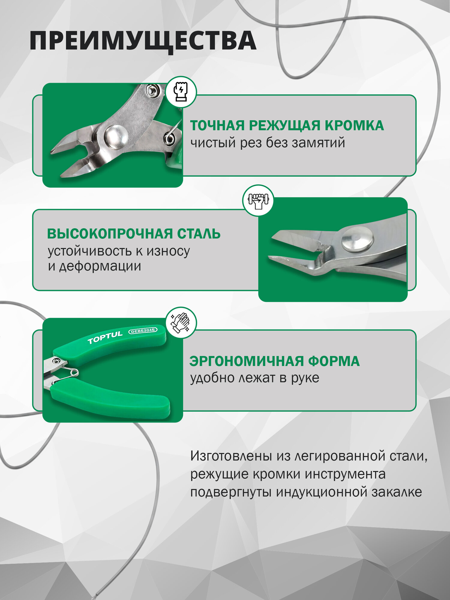 Бокорезы 115 мм TOPTUL (DEBE204E) — фото 1