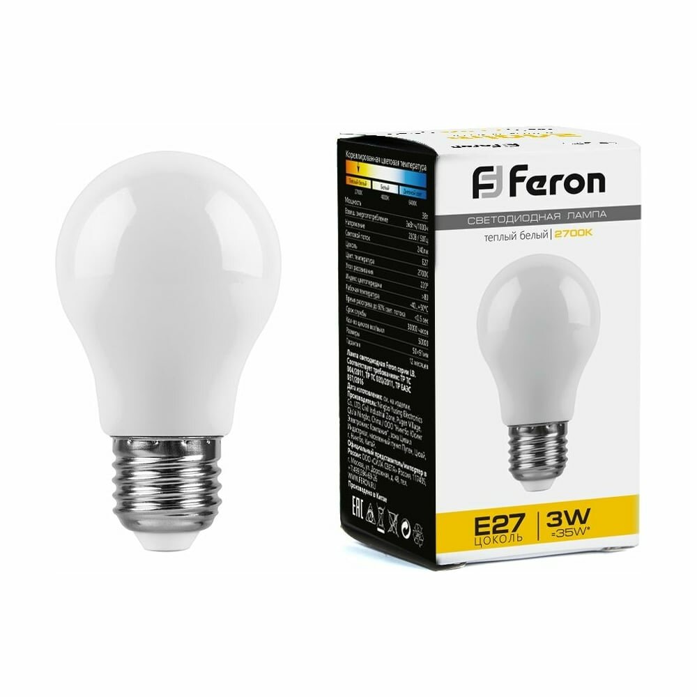 Светодиодная лампа FERON LB-375 E27 3W 2700K, 38266