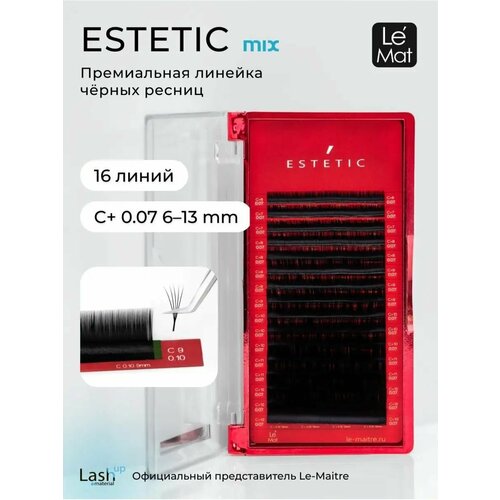 фото Le maitre ресницы для наращивания микс черные "estetic" 16 линий c+ 0.07 mix 6-13 mm le mat