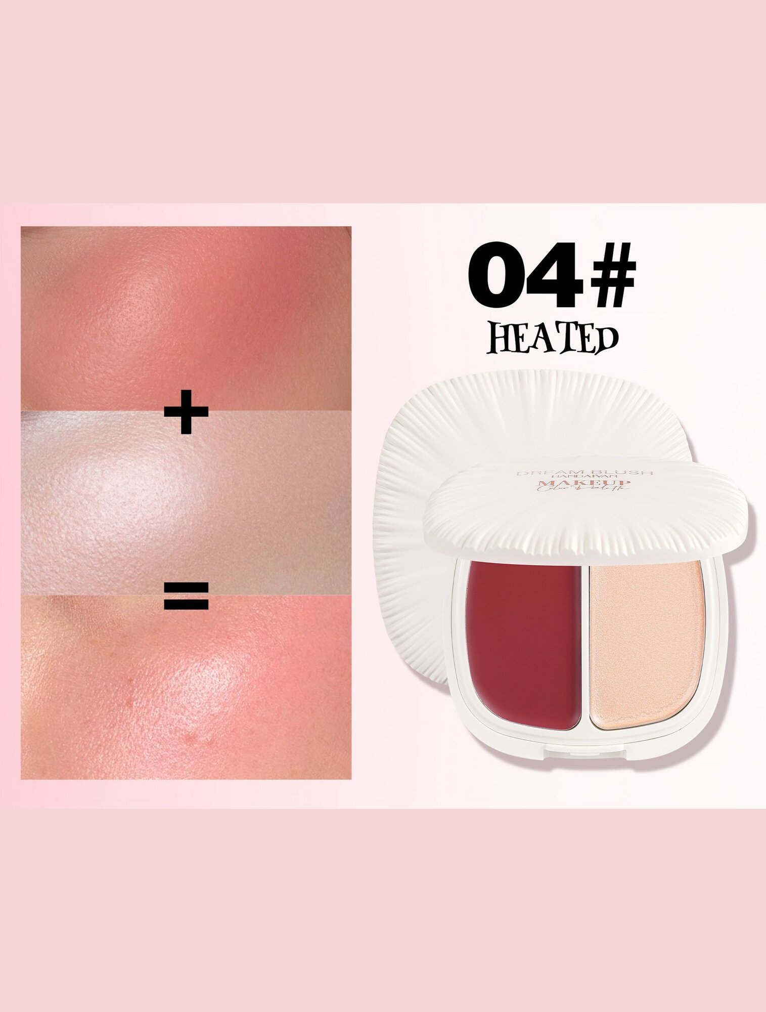 Палетка HANDAIYAN, румяна-хайлайтер, 2в1, кремовые, вишневые, матовые, шиммерные — фото 1