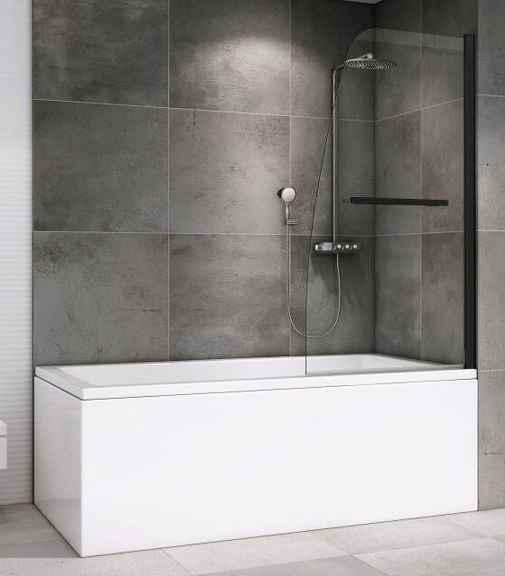 Шторка на ванну ABBER Ewiges Wasser AG50080B, профиль черный, стекло прозрачное