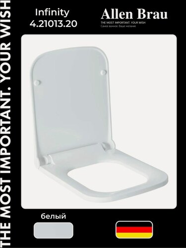 Изображение товара Сиденье для унитаза Allen Brau Infinity 4.21013.20, белое, с микролифтом, пластиковое, мягкое