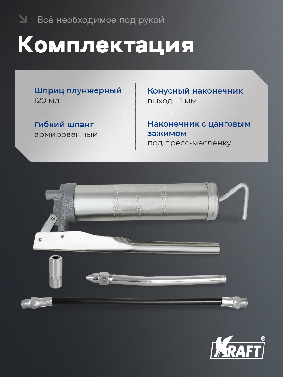 Шприц для смазки плунжерный Master 120 мл — фото 1