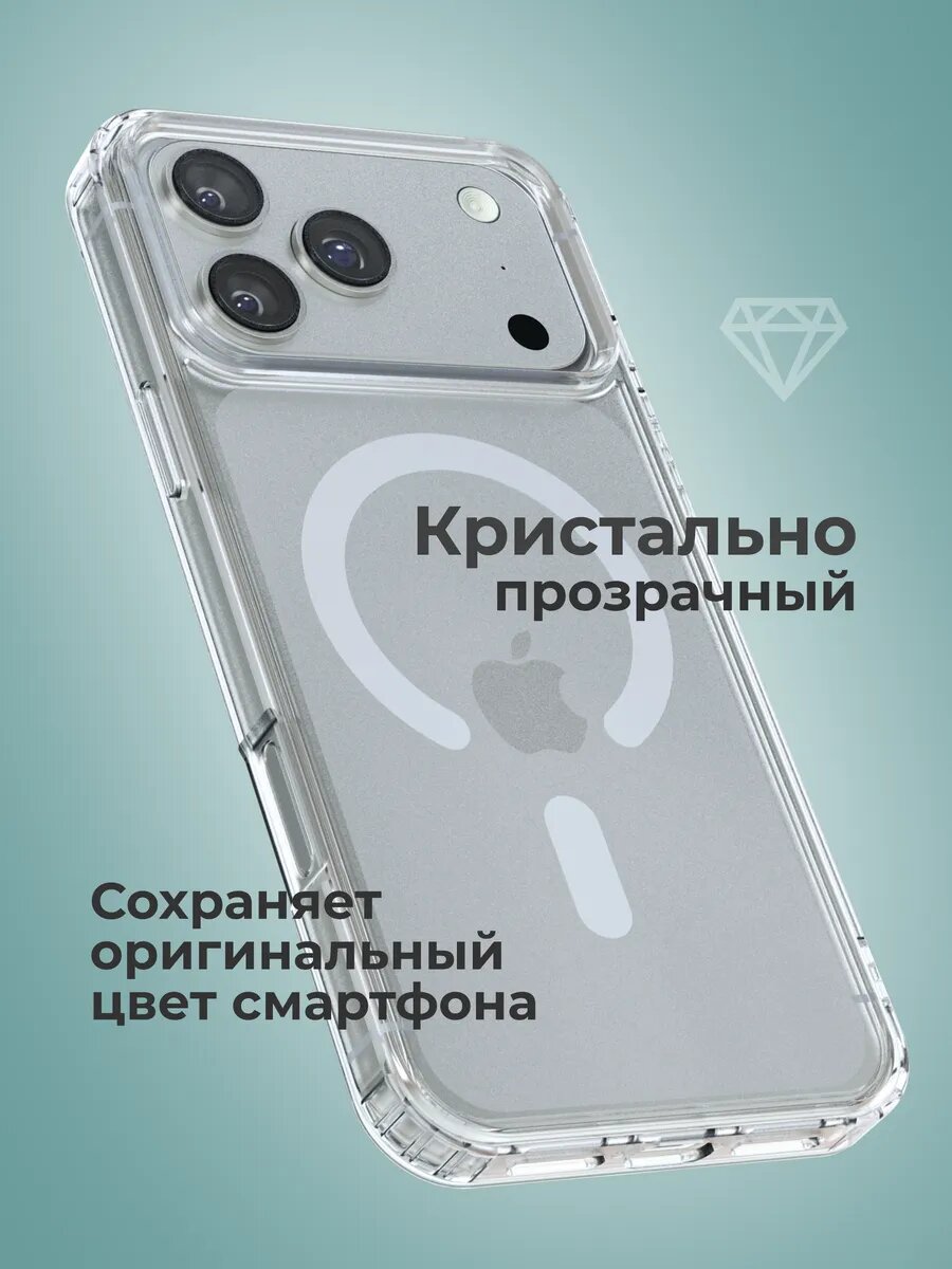 IPhone для чехол, прозрачный чехол с поддержкой MagSafe, пластиково-силиконовый, ультратонкий, для iPhone 17 pro