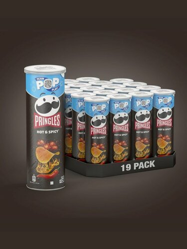 Изображение товара Картофельные чипсы Pringles Hot & Spicy, Перец Чили, 165 гр, 19 шт