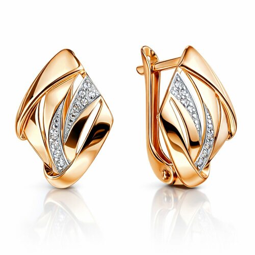 фото Серьги 585gold, красное золото, 585 проба, родирование, фианит, , белый