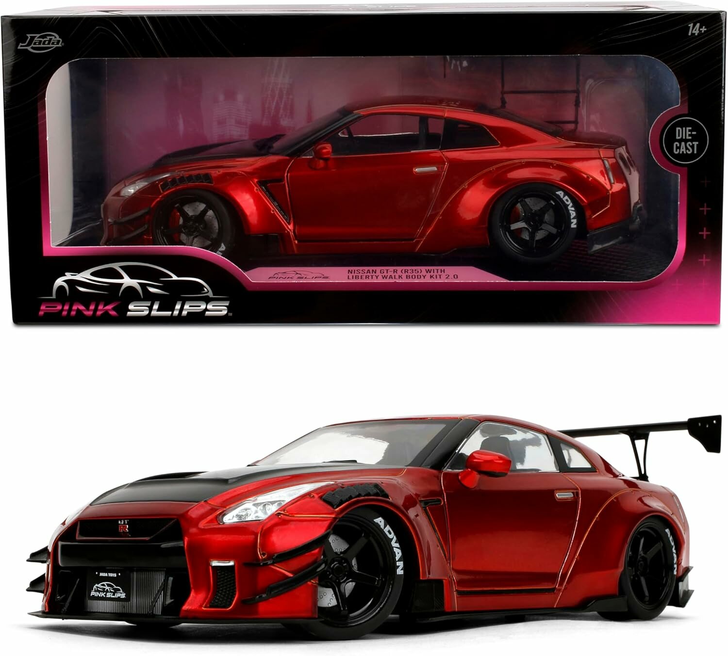 Jada Pink Slips Nissan GT-R R35 1:18 — коллекционная die-cast модель с открывающимися дверями