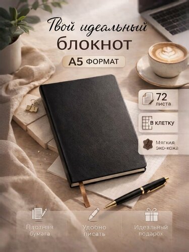 Изображение товара Draw me, Бизнес-блокнот, записная книжка, тетрадь А5 в клетку, 72 листа, мягкая обложка